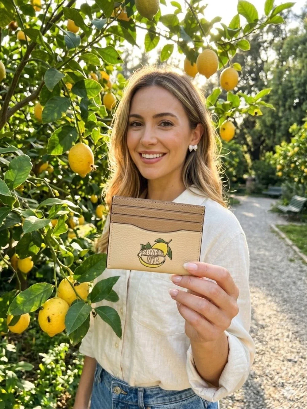 Coach Slim ID Card with Lemon Graphic EUC